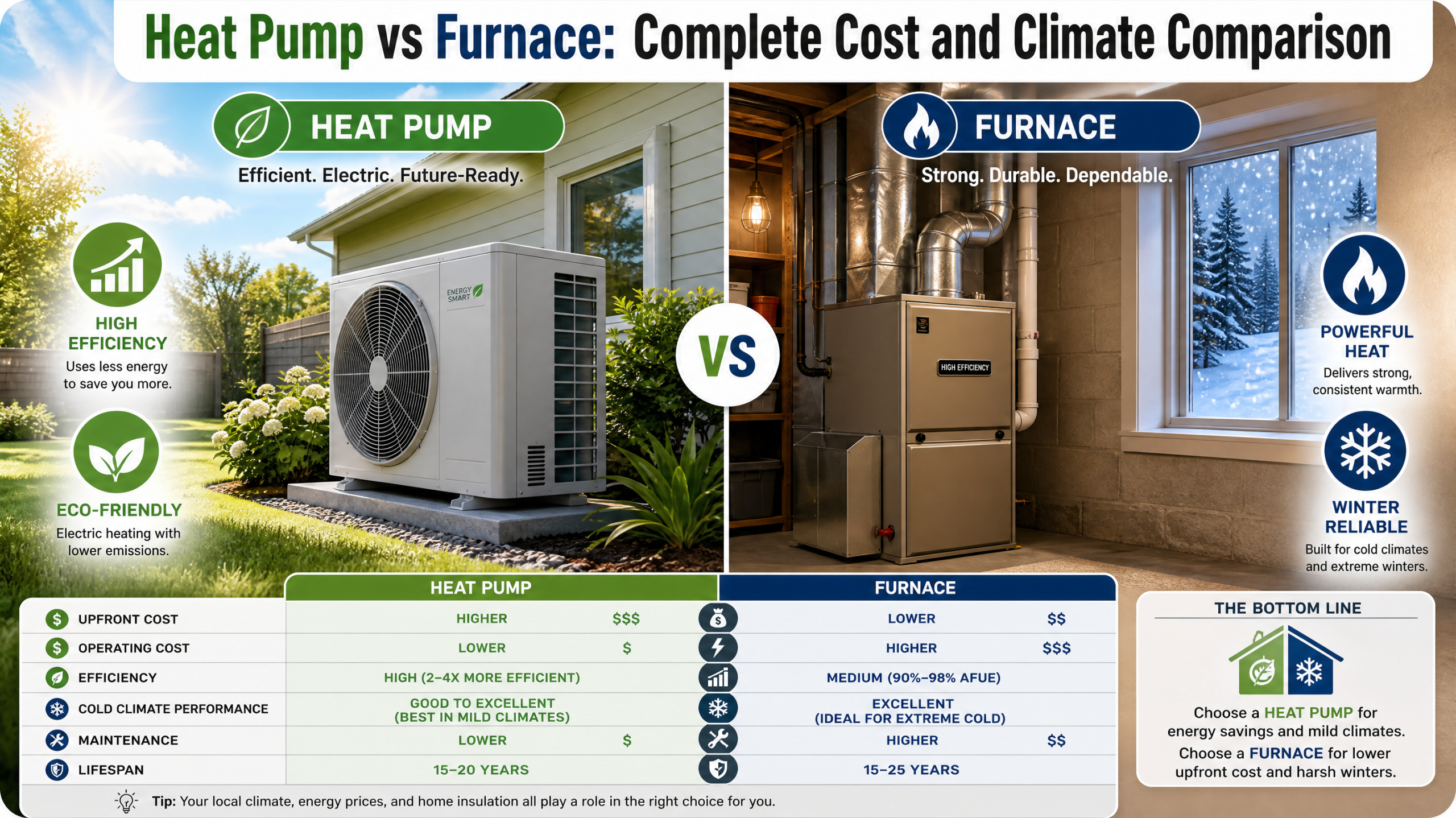Heat Pump vs Furnace: Complete Cost and Climate Comparison